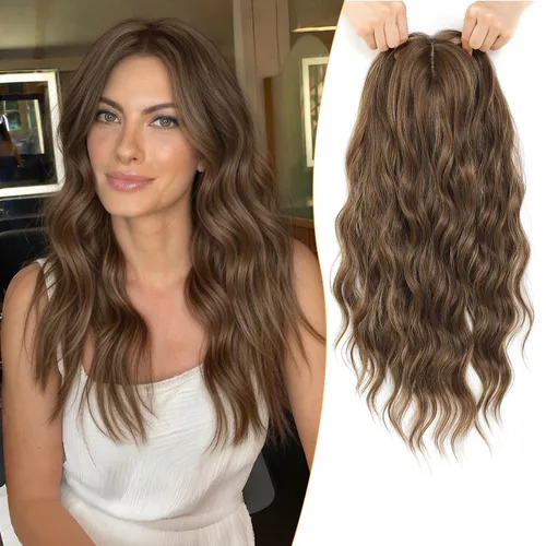 Vista 9 de PANEWAY Toppers de pelo de 7 x 7 pulgadas para mujeres con cabello fino, pelucas de 20 pulgadas para mujer, 1B