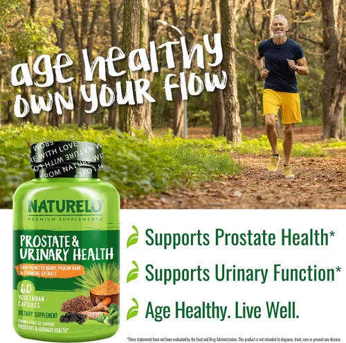 Vista 6 de NATURELO Próstata y salud urinaria, fórmula integral con palma enana americana, pigeo, tumérico, esteroles vegetales, brócoli y licopeno, 60