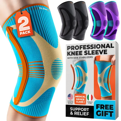 Vista 5 de DR. BRACE ELITE - Rodillera con Estabilizador de Talla (Paquete de 2) Rodillera para Mujeres y Hombres, Entrenamiento, Deportes, Manga de Compresión