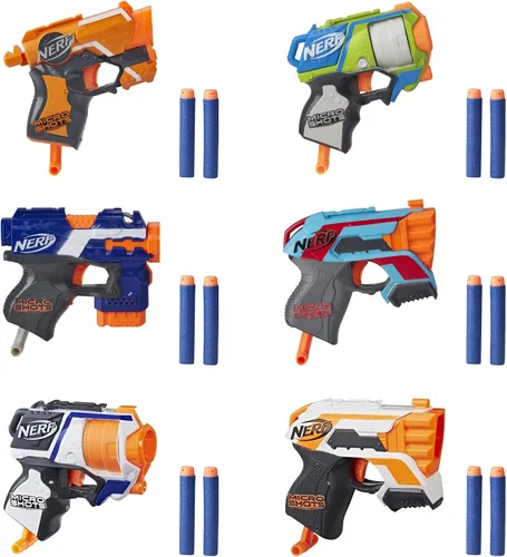 Vista 3 de NERF MicroShots 6-Blaster Bundle - 6 Mini Lanzadardos Elite y 6 Dardos Oficiales Elite - Para Niños, Adolescentes, Adultos (Exclusivo de Amazon)
