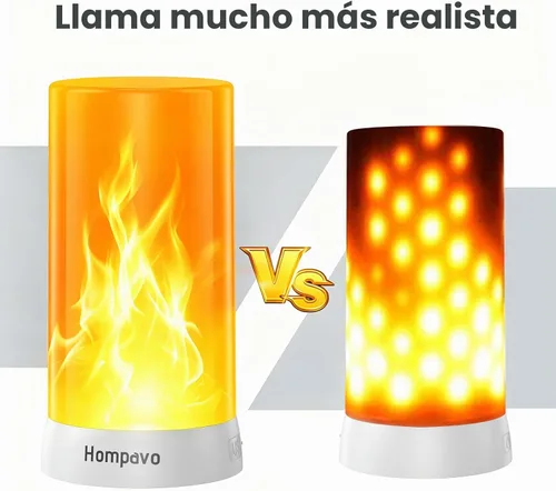 Vista 4 de Hompavo 【Actualizado】 Luces de llama, 4 modos recargables para decoración del hogar Control de botón-1 pieza