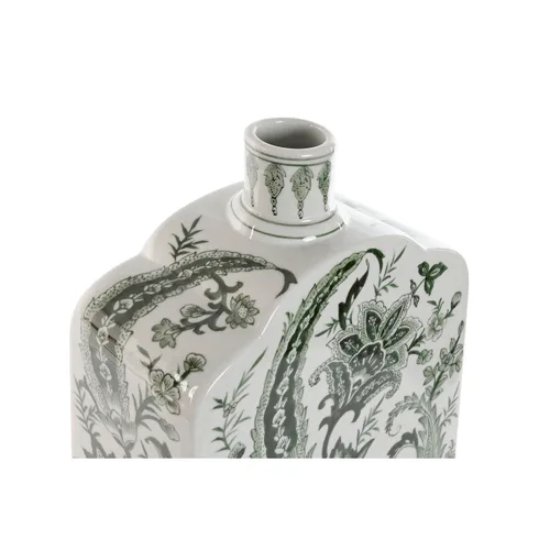 Vista 3 de Jarrón Home ESPRIT Blanco Verde Porcelana Hoja de planta 21 x 10 x 48 cm
