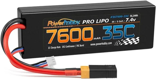 Vista 7 de Powerhobby 2S 7.4v 7600mah 35c Lipo Batería con enchufe XT60 + adaptador compatible con: Slash 4x4 4WD 2WD Stampede Rustler E-Revo E-Maxx Spartan