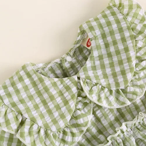 Vista 6 de 2 piezas de ropa para bebé recién nacido, overol a rayas, traje de diadema para niñas de 0 a 24 meses