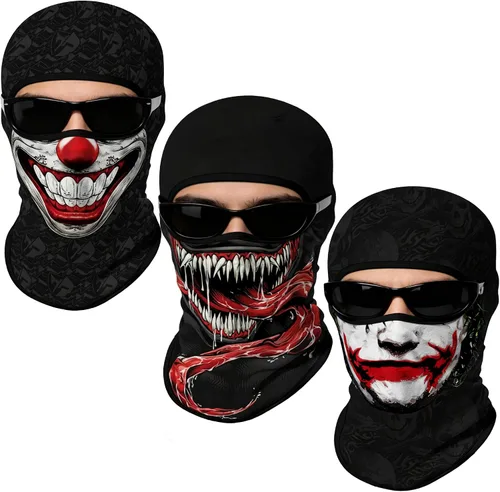Vista 65 de Pasamontañas 3D, máscara de cara completa, resistente al viento, máscara de esquí con calavera táctica para motocicleta, ciclismo, Halloween