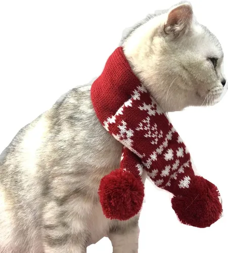 Vista 2 de Disfraz de bufanda y sombrero de reno de Navidad para mascotas pequeñas, cachorro, rojo, XS
