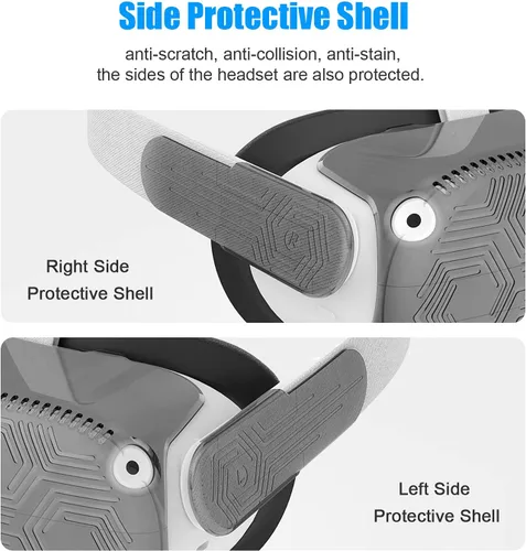 Vista 4 de AMVR VR - Funda para Meta Quest 2 protector de auriculares VR con 2 fundas protectoras laterales estructura celular única para una protección