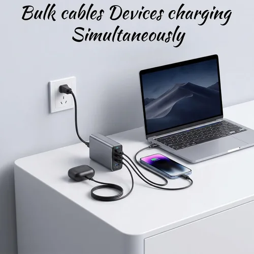 Vista 7 de Paquete de 10 cables USB C a USB C de 1 pie, cable USBC corto, negro