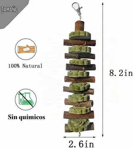 Vista 6 de PINVNBY Juguetes masticables de conejo para dientes, madera de fruta orgánica natural, conejos de jaula molar para chinchillas, conejillos