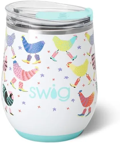 Vista 25 de Swig Life Vaso de vino de 12 onzas con tapa, acero inoxidable, apto para lavavajillas, portátil, triple aislamiento (todos los americanos)