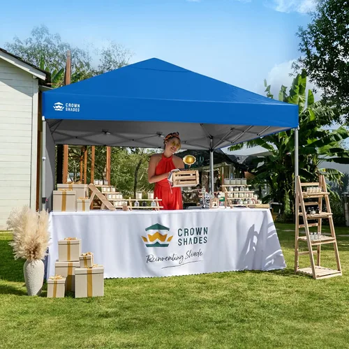 Vista 7 de CROWN SHADES Toldo desplegable de 8 x 8 con 1 pared lateral, tienda de Azul