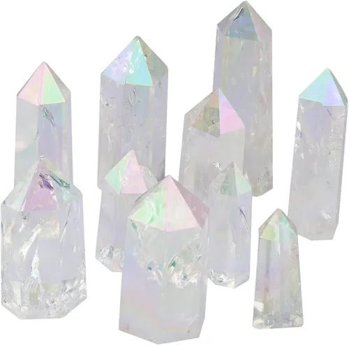 Vista 4 de mookaitedecor Varitas de cristal curativo, 6 facetas de un solo punto para meditación de chakras, reiki, decoración del hogar, ángel aura cuarzo