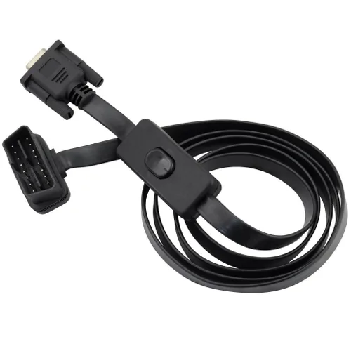 Vista 5 de 1.5M 5ft OBD2 OBDII 16 Pin macho a DB9 Serial RS232 Puerto hembra OBD Cable Adaptador de cable de extensión de diagnóstico Conector con interruptor