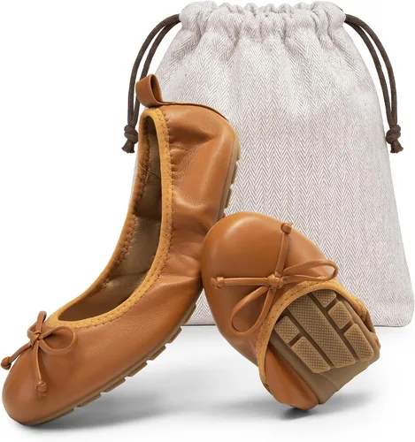 Vista 18 de DREAM PAIRS Bailarinas plegables con lazo para mujer Blanco