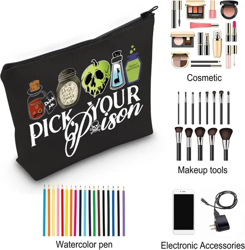 Vista 5 de ZJXHPO Halloween Evil Queen Regalo Villano Amante Regalo Veneno Maquillaje Bolsa Con Cremallera Lona Tote Bolso Hombro