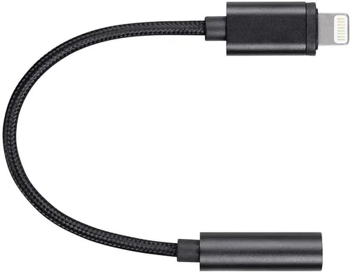 Vista 2 de Monoprice Adaptador de audio Lightning a conector de 0.138 in con certificación MFi - trenzado de nailon, negro