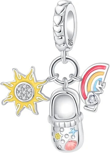 Vista 22 de Dije de girasol con diseño de estrella y luna y elefante para pulsera, collar de plata de ley 925, dijes de corazón de amor para mujer, regalo