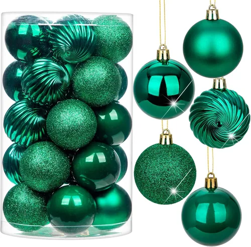 Vista 10 de Adornos de bolas de Navidad negras de 2.36 pulgadas, 25 piezas inastillables, set de adornos de Navidad, bolas de Halloween, adorno negro para árbol