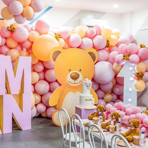 Vista 8 de LovesTown Juego de 140 globos rosados, globos de fiesta de 12 pulgadas, globos de látex grandes, kit de arco de guirnalda para decoraciones