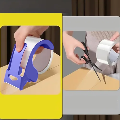 Vista 5 de Cinta de embalaje resistente con dispensador recargable, cinta de embalaje silenciosa de 2.4 mil, 1.88 pulgadas x 110 yardas, repuestos de cinta
