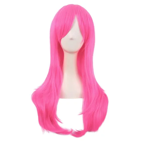 Vista 12 de MapofBeauty - Peluca larga de extremos rizados para cosplay, de 28 pulgadas, para mujer, color Azure Azul celeste