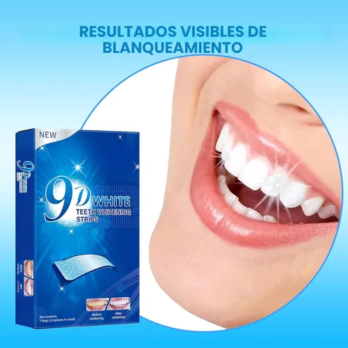 Vista 2 de Tiras blanqueadoras de dientes para dientes sensibles - Kit de blanqueamiento dental 9D efectos profesionales, blanqueador de dientes para esmalte