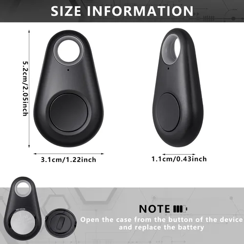 Vista 3 de Flutesan 8 paquetes de rastreador GPS portátil, rastreador móvil antipérdida, dispositivo inteligente localizador de llaves, dispositivo de Negro