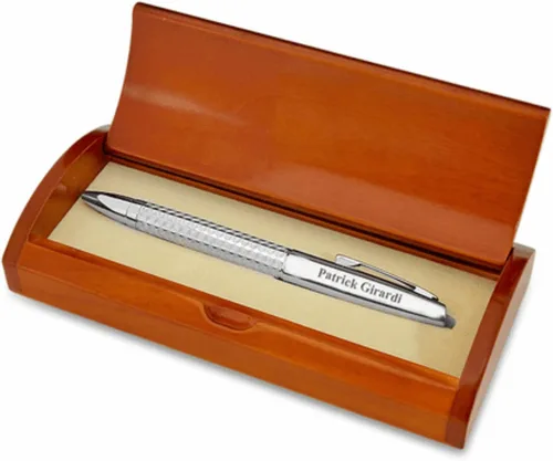 Vista 3 de Executive Gift Shoppe Bolígrafo personalizado con corte de diamante con caja de madera para policía