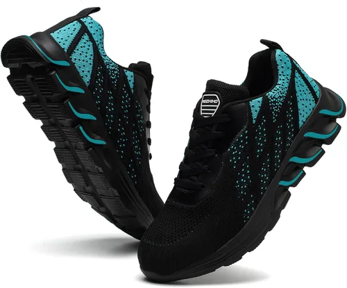 Vista 7 de Kezhiho Zapatos de trabajo con punta de acero para hombre, ligeros, cómodos, antideslizantes, a prueba de pinchazos, zapatos de seguridad