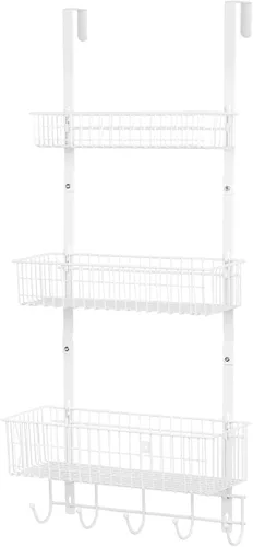 Vista 8 de YBING Organizador Sobre Puerta con Ganchos 3 Niveles Toallero Trasero Cestas de Metal Estantes de Almacenamiento Colgante para Dormitorio Baño Negro