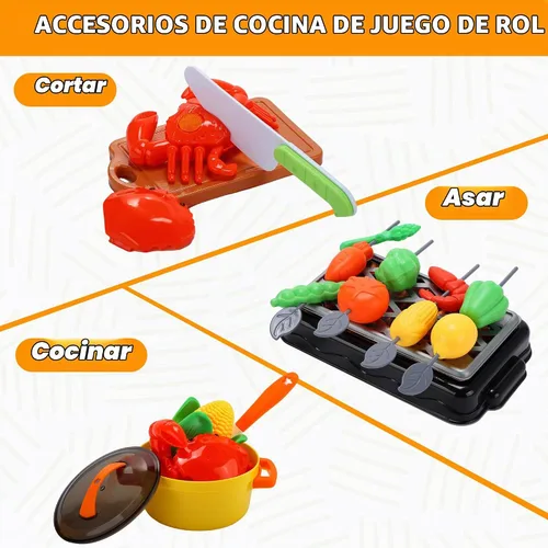 Vista 8 de CUTE STONE Juego de cocina para niños 73PCS con comida de simulación y Amarillo