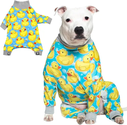 Vista 8 de Tooth & Honey Pit Bull - Pijama para perro con estampado de vaca, luna y estrella, con cobertura completa, pijama ligera para perros grandes