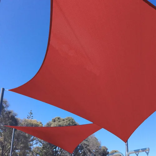 Vista 8 de E&K Sunrise - Toldo para exteriores, tipo vela, sombra, protección para rayos UV, Rojo