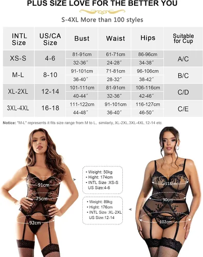 Vista 6 de ohyeah Lencería sexy para mujer con bordado de encaje, conjunto de lencería con bragas XS-4XL