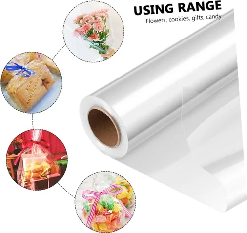 Vista 4 de Cabilock Bolsas de celofán transparente de celofán para cestas de regalo, 2 unidades de rollo de envoltura de grosor de 17 pulgadas x 100 pies
