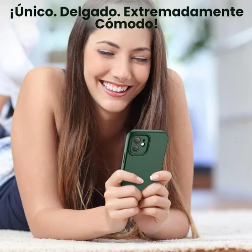 Vista 7 de SUPFINE - Funda diseñada para iPhone 12, silicona líquida premium con [forro de microfibra suave antiarañazos][protección de cámara mejorada], funda