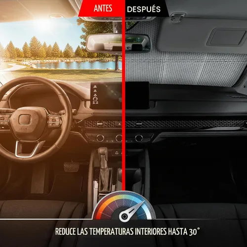 Vista 7 de MotorTrend - Parasol para parabrisas de acordeón para automóviles, diseño plegable compacto, ajuste semiuniversal para camiones y SUV, parasol