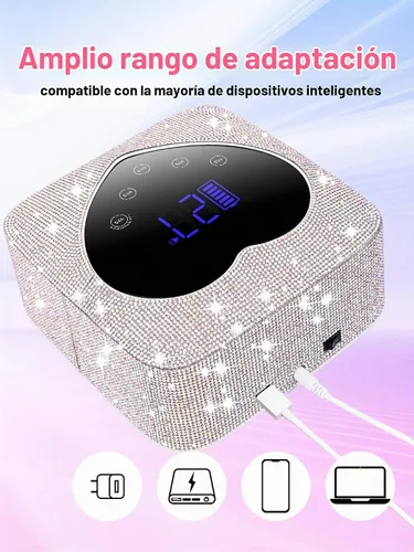 Vista 5 de Hongfa - Lámpara de uñas inalámbrica, secador de uñas LED UV recargable para esmalte de gel con pantalla LCD, sensor automático y 5 ajustes
