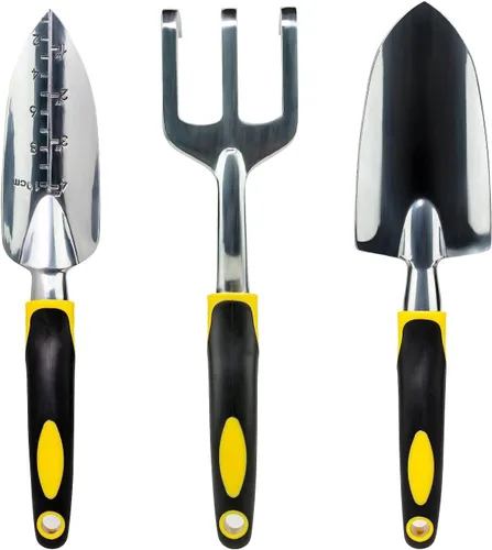 Vista 4 de Gardenera Bonsái - Juego de herramientas de jardinería de 3 piezas: rastrillo, pala, pala, asas de madera, el mejor kit para el cuidado de plantas