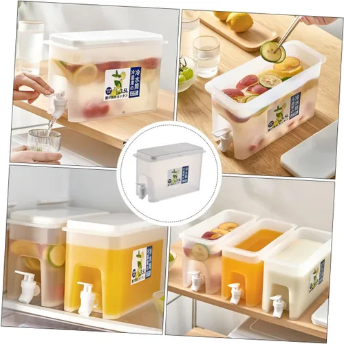 Vista 6 de NOLITOY Cubo de bebida fría grande para café, jarra de agua helada, jarra de agua para cocina, refrigerador, recipiente de agua, hervidor de agua