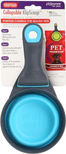 Vista 6 de Dexas Popware - Klip Scoop plegable para mascotas, diseño 3 en 1, conveniente taza medidora, recogedor de alimentos y clip para bolsa, cuchara