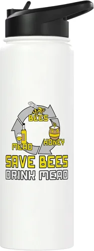 Vista 3 de Bees Honey Mead - Mead Making Brew Mead Stainless Steel Insulated Water Bottle