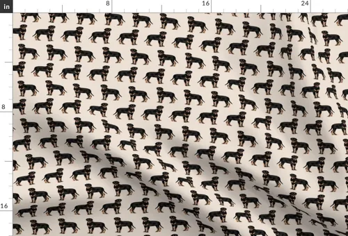Vista 3 de Tela Spoonflower – Rottweiler Perros Arena Rottweilers Mascotas Mascotas Neutral Cachorro Negro Retrato Impreso en Tela de Gasa por The Yard – Coser