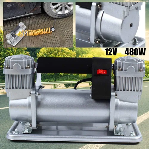 Vista 8 de Bomba de compresor de aire portátil 150-200PSI Inflador de neumáticos de doble cilindro coche STOCK de EE. UU