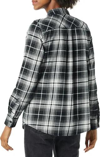 Vista 3 de Tienda Essentials Camisa de franela a cuadros ligera de manga larga para mujer