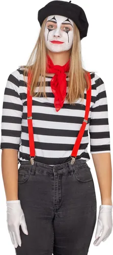 Vista 4 de Conjunto de disfraz de Halloween de mimo francés para mujer y junior