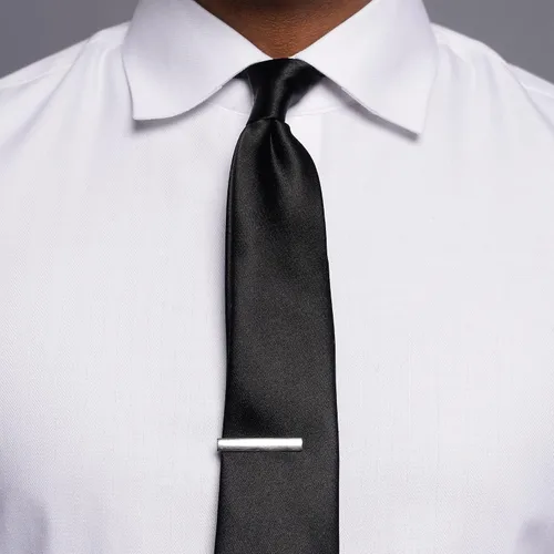 Vista 3 de Tie Bar Skinny - Corbata para hombre, color sólido, satinado, 2.5 x 58 pulgadas