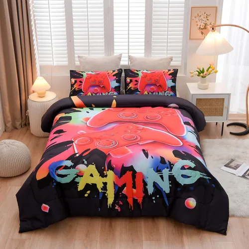 Vista 12 de Aimuan Gamer Gaming Juegos de Ropa de Cama Juegos de Edredón 3D Gamepad para Niños Consola de Juegos Botones de Acción Novedoso Controlador de Juego
