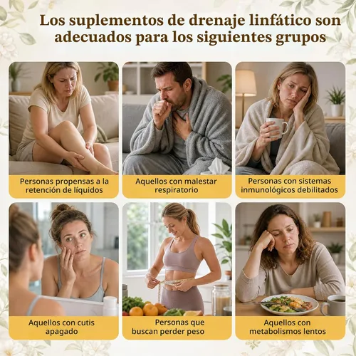 Vista 6 de Cápsulas de apoyo de drenaje linfático, suplemento diario para el cuidado corporal, 90