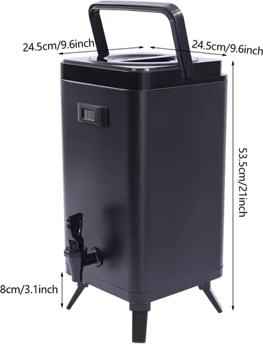 Vista 7 de Dispensador de bebidas aislado de 12 L, dispensador de bebidas frías y calientes de acero inoxidable de 3.2 galones, retención térmica 24 horas